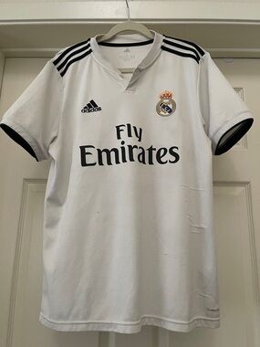 Adidas Men’s White Real Madrid Home Soccer Jersey - Fly Emirates Large